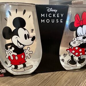 Disney Mickey and Minnie Mouse Glass Set - Red and Black